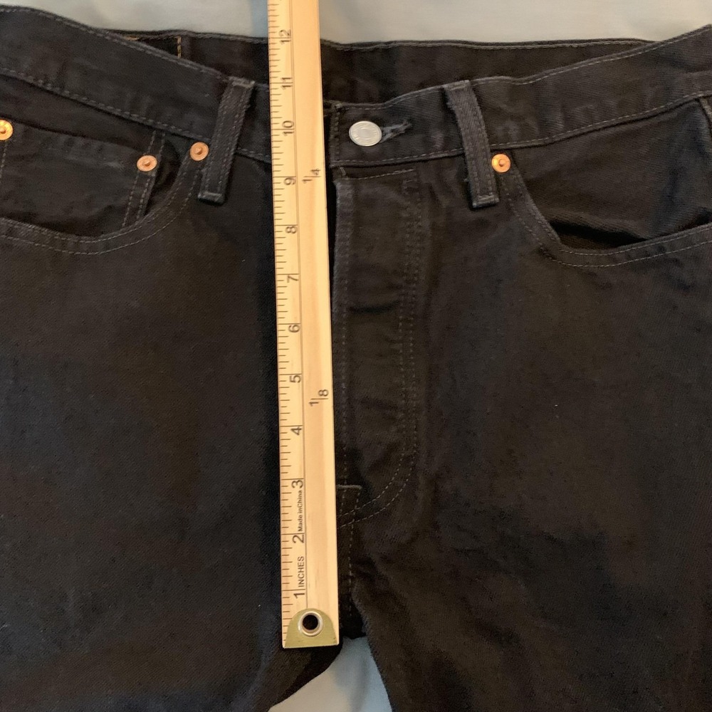 Levi's 501 Mens Jeans 33x34 Black Denim Button Fly Straight Leg Original Fit - Picture 6 of 12